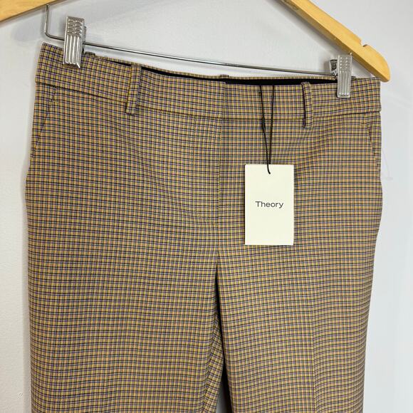 Theory Treeca 2 Portland Check Chino Wool-blend Stretch Pants Multi Sz 4 New - Picture 12 of 16